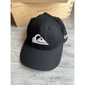 Quiksilver New Era Cap Hat Black Youth Flex Fit Kid 3D Embroidered Logo 52-55 cm